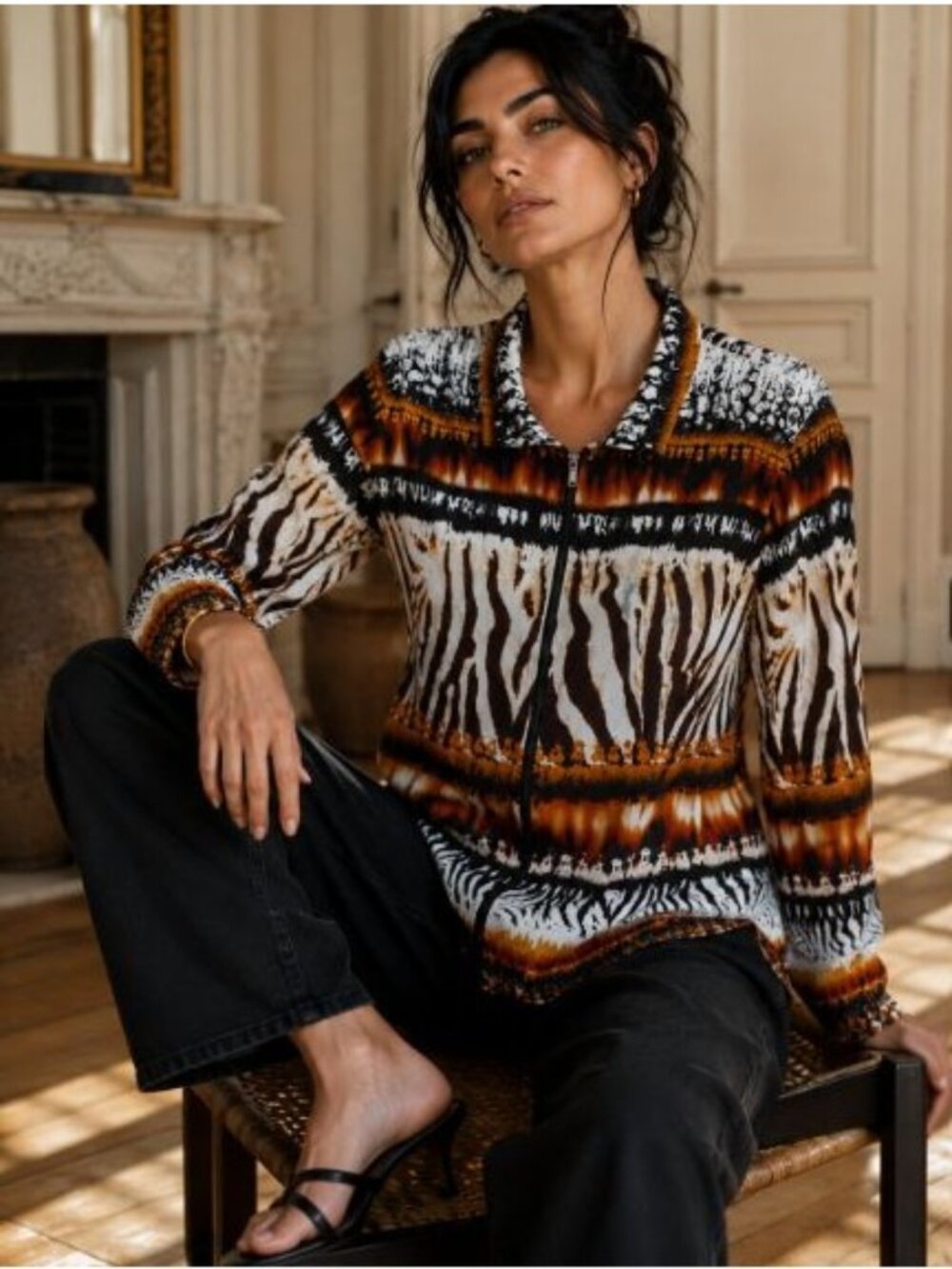 Lafayette 148 New York Zebra Animal Print Zip Front Shirt Jacket Safari 12